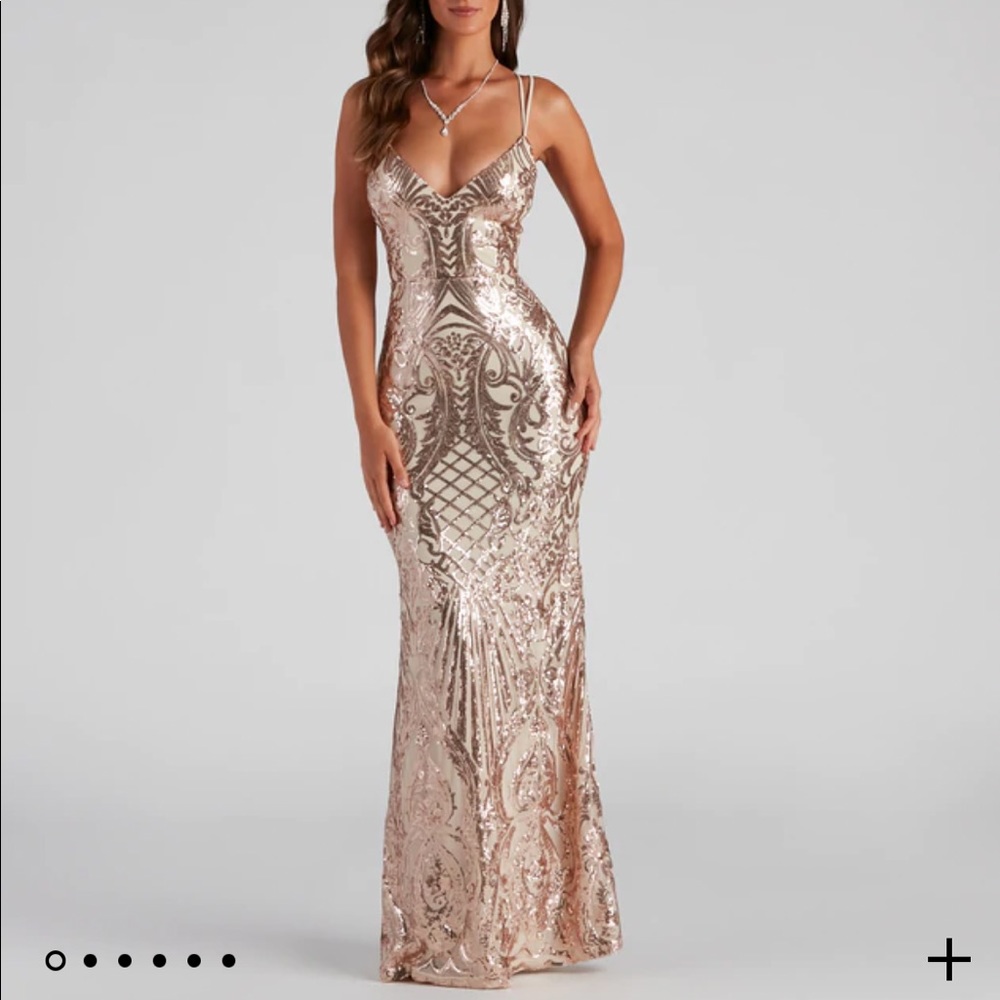 Rose Gold Sequin Mermaid Prom Dress